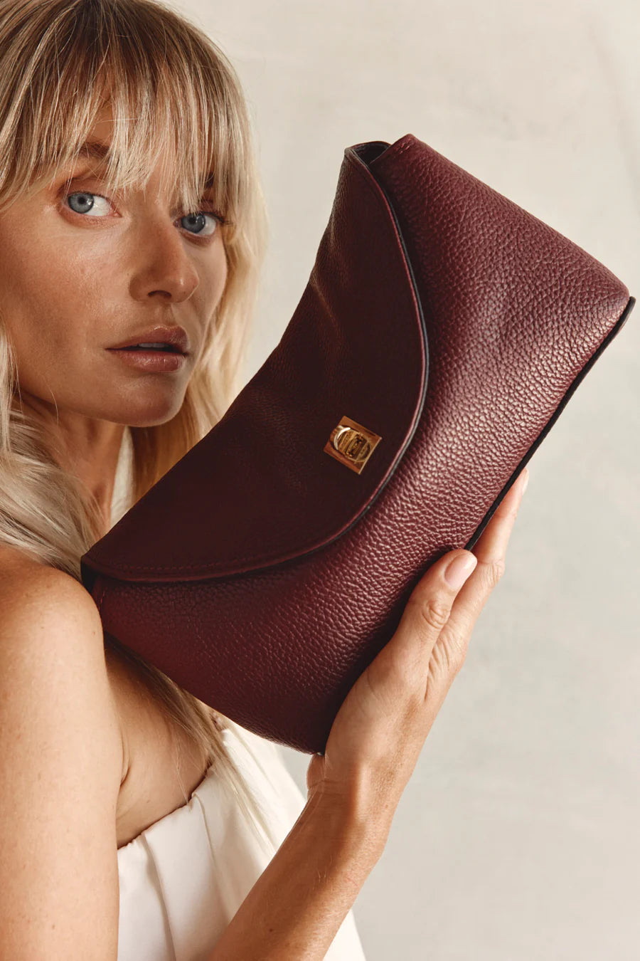 Vestirsi / Sloane Bordeaux Leather Convertible Clutch