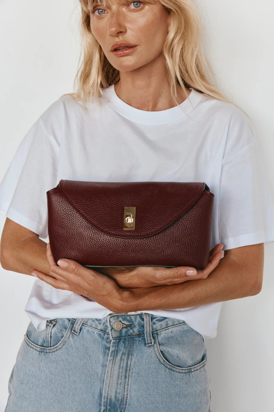 Vestirsi / Sloane Bordeaux Leather Convertible Clutch