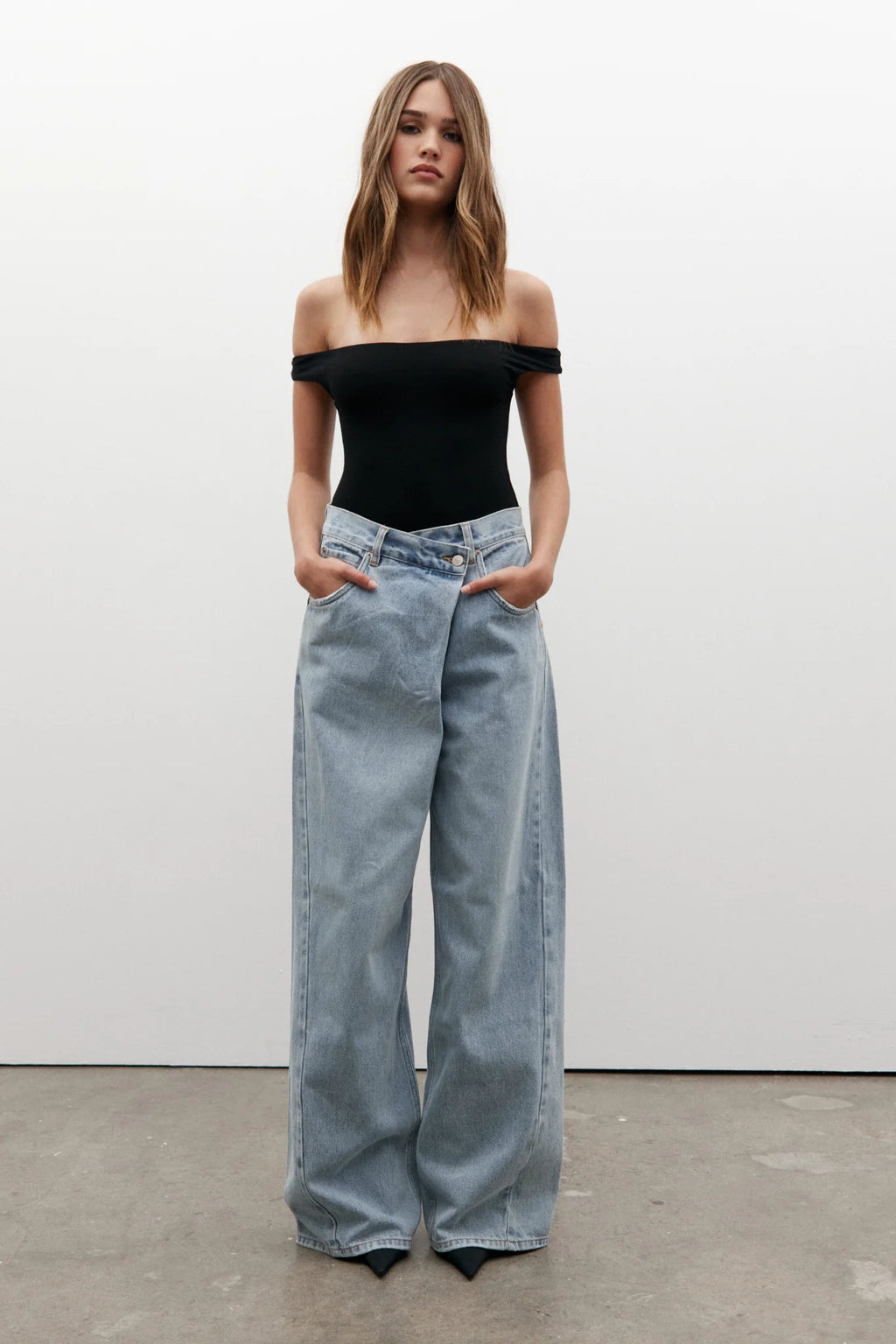 Bayse  Palace fold waist jean- Sunday Blue