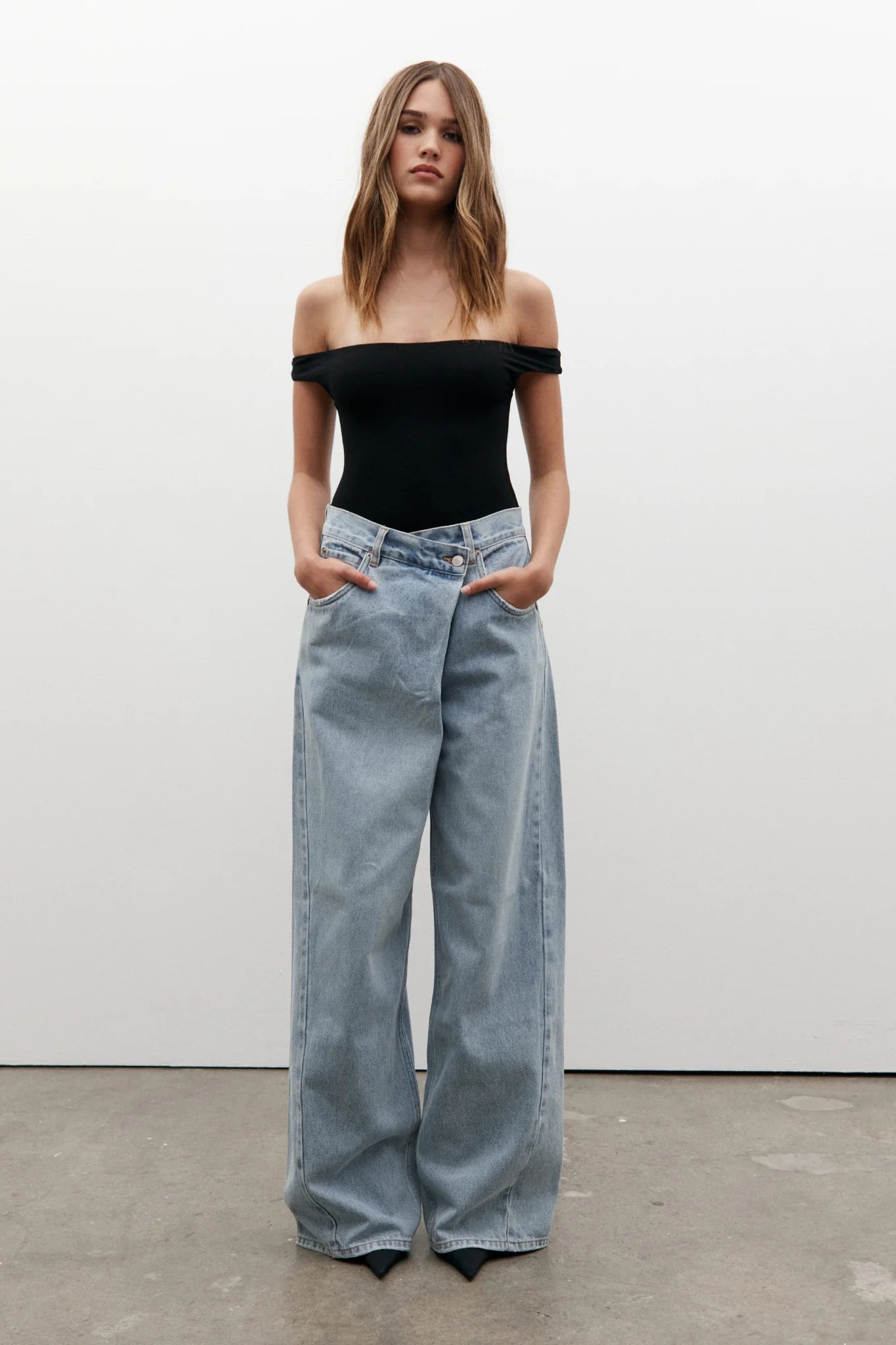 Bayse  Palace fold waist jean- Sunday Blue