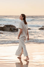 Load image into Gallery viewer, Adorne / Melanie Contrast Stitch Linen Dress - Stone