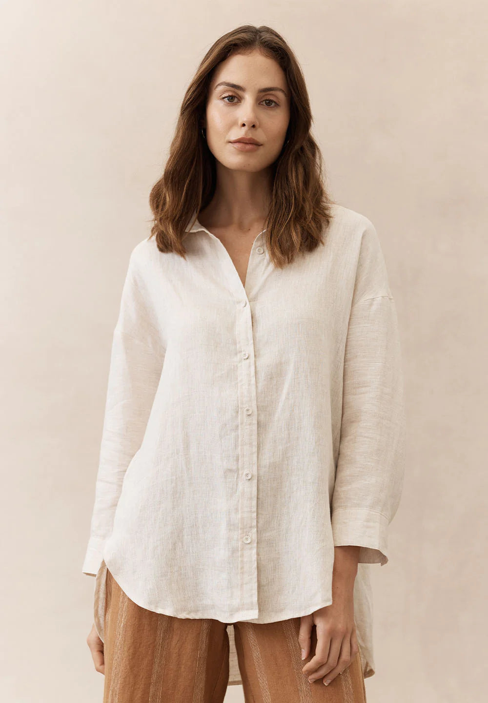Little lies boyfriend linen shirt natural