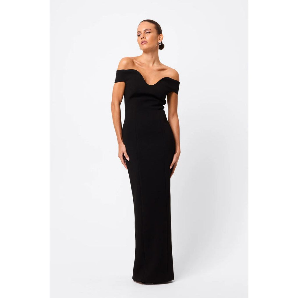 mossman black maxi gown