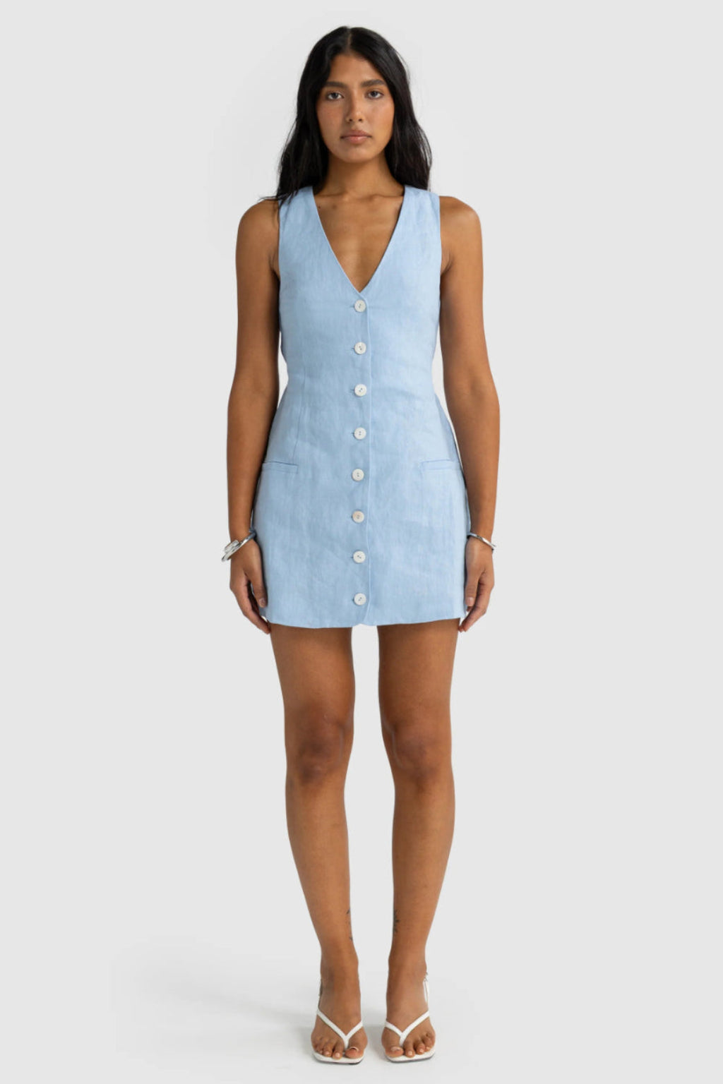 ortc Koda linen dress powder blue