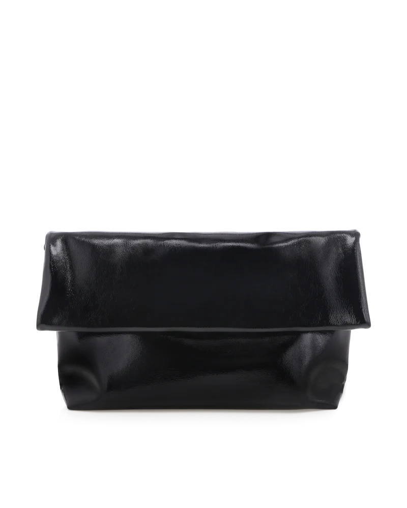 BILLINI Rylee clutch bag in black crinkle patent