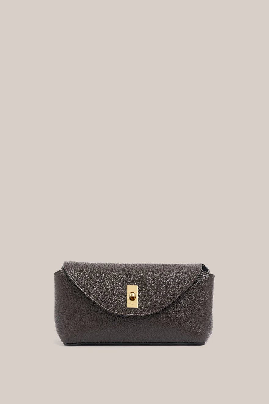 Vestirsi / Sloane Dark Chocolate Leather Convertible Clutch