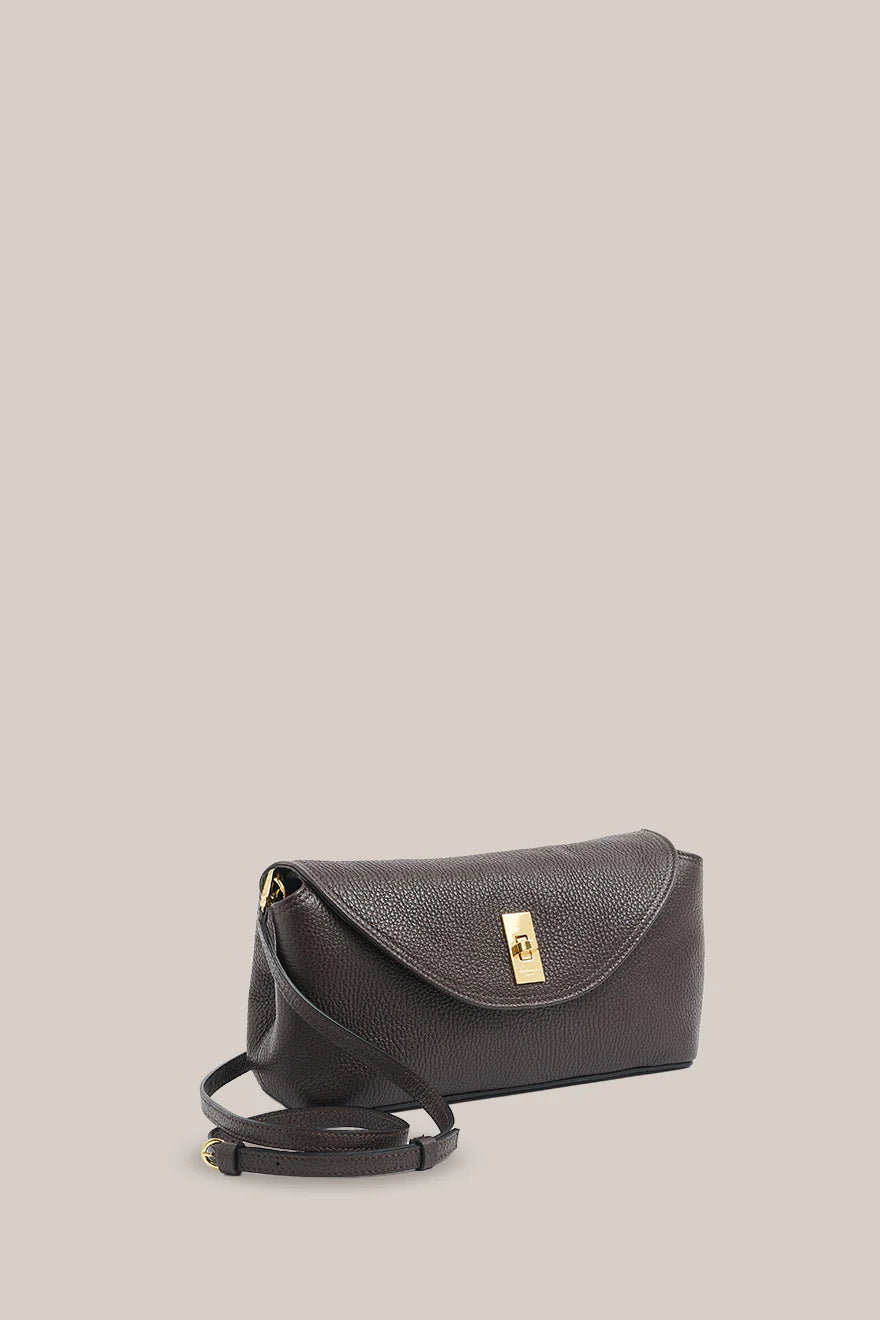 Vestirsi / Sloane Dark Chocolate Leather Convertible Clutch