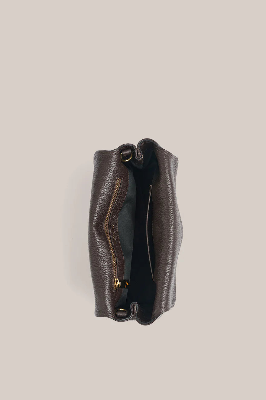 Vestirsi / Sloane Dark Chocolate Leather Convertible Clutch