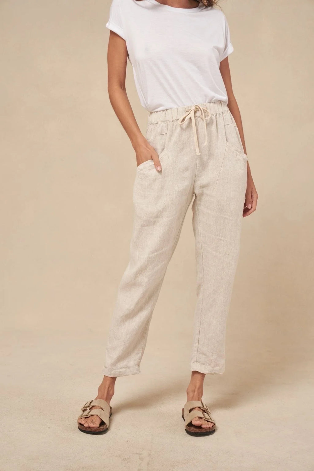 little lies luxe linen pants natural