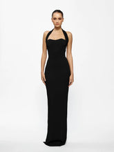 Load image into Gallery viewer, Marian dress in black, halter neck by Effie Kats
