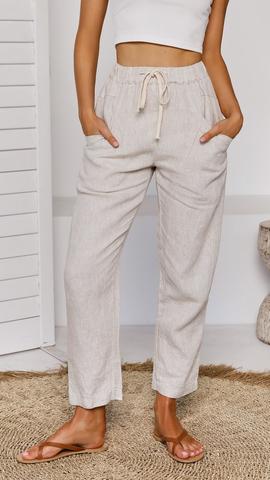 LITTLE LIES | Luxe linen Pant Natural